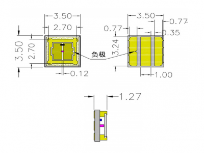 3535UVC LED灯珠 6V 100MA 杀菌消毒深紫外图3